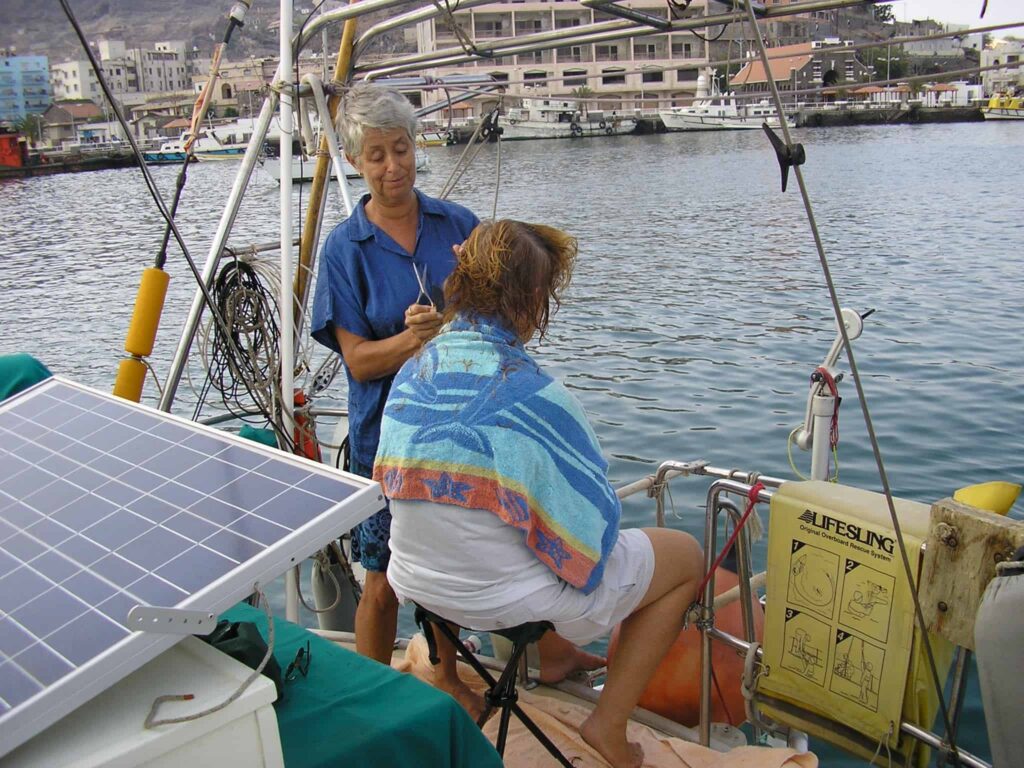 Olivia having a hair treatmenton our boat in Aden, Yemen, Olivia having a hair treatmenton our boat in Aden, Yemen,