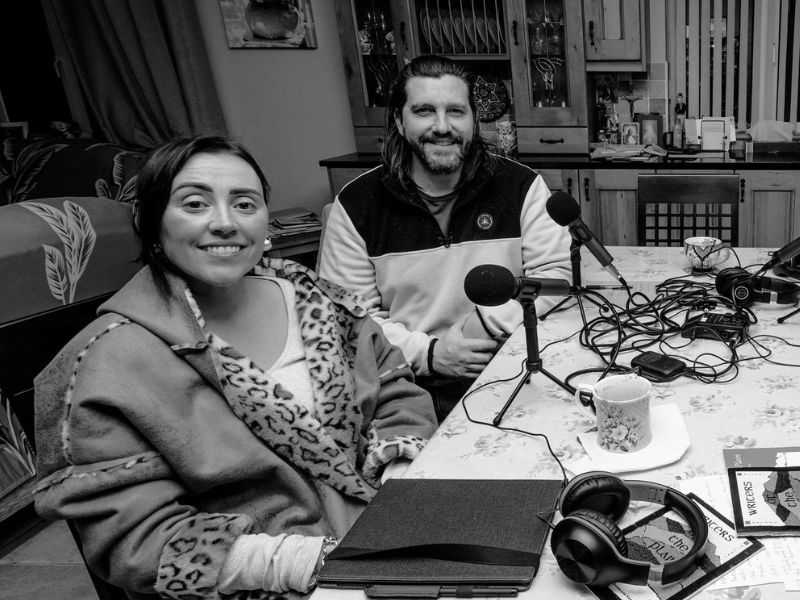carlo and florence recording podcast carlo and flor recording a podcast